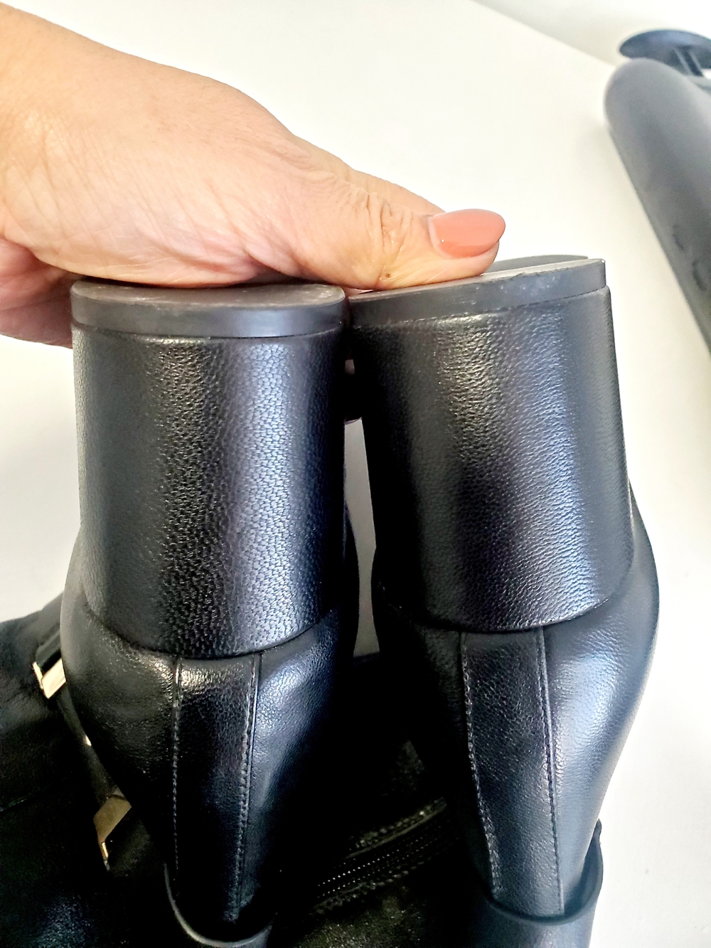 kate spade Black Knee-High Leather Boots with Gold Buckle Size 10M - Picture 8 of 9